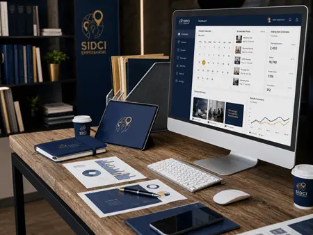 gestion_redes_sociales_dashboard_analitica_sidci_empresarial_queretaro_450x338 Escritorio corporativo con computadora mostrando un panel de administración de redes sociales, calendario de publicaciones, métricas de rendimiento y herramientas de análisis utilizadas por Sidci Empresarial.