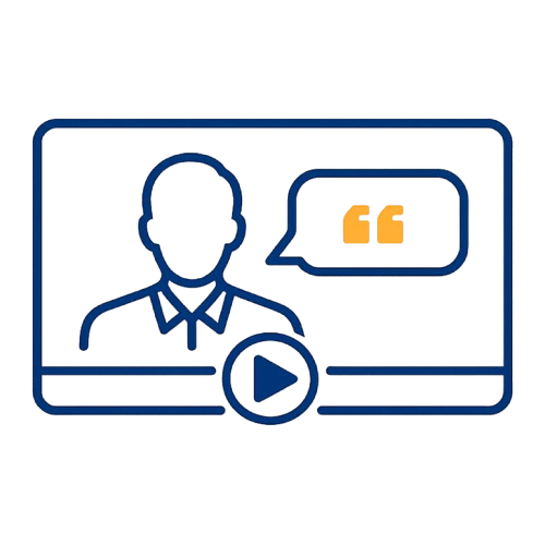 Icono de video testimonial o caso de cliente